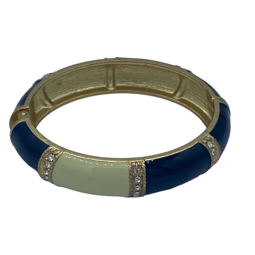 J Crew enamel blue white w rhinestones clamper bracelet